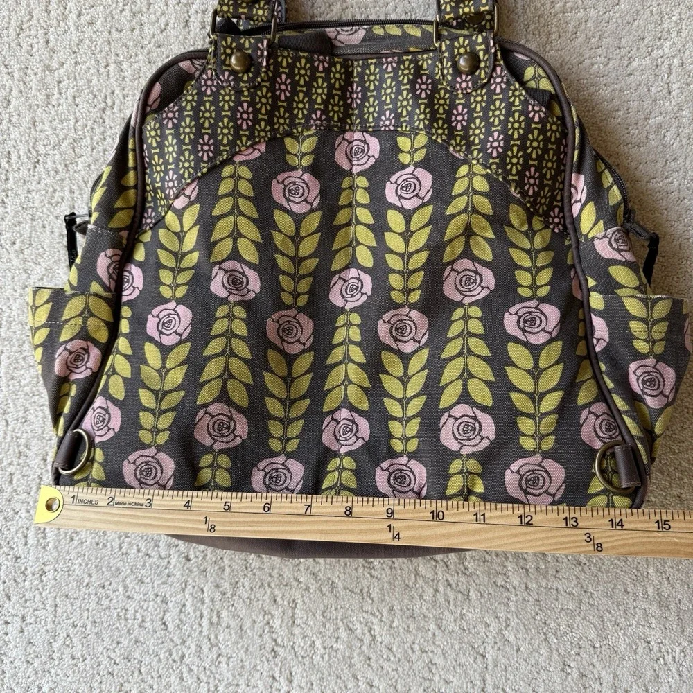 Petunia Pickle Bottom Diaper Bag Floral Convert Backpack Tote Baby Green Pink